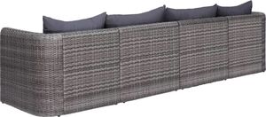 vidaXL 4 częściowy zestaw mebli do ogrodu z poduszkami, rattan PE, szary (44164) 3