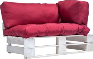 vidaXL Sofa ogrodowa z palet z czerwonymi poduszkami, sosna FSC 1