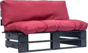 vidaXL Sofa ogrodowa z palet z czerwonymi poduszkami, sosna FSC 1