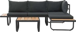 vidaXL sofa ogrodowa ze stołem i poduszkami, narożna, aluminium, WPC (44704) 2