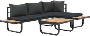 vidaXL sofa ogrodowa ze stołem i poduszkami, narożna, aluminium, WPC (44704) 4
