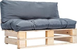 vidaXL sofa ogrodowa z palet z szarymi poduszkami, sosna FSC (277477) 1