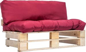 vidaXL sofa ogrodowa z palet z czerwonymi poduszkami, sosna FSC (277478) 1