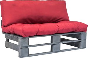 vidaXL Sofa ogrodowa z palet z czerwonymi poduszkami, drewno (275289) - 275289 1