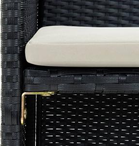 vidaXL 2-osobowa sofa ogrodowa z poduszkami, polirattan, czarna 3
