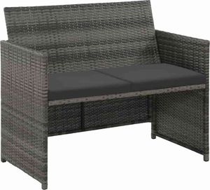 vidaXL 2-osobowa sofa ogrodowa z poduszkami, polirattan, szara 1