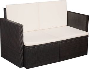 vidaXL 2 osobowa sofa ogrodowa z poduszkami, polirattan, brązowa (44178) 1