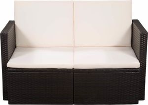 vidaXL 2 osobowa sofa ogrodowa z poduszkami, polirattan, brązowa (44178) 2