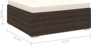 vidaXL podnóżek modułowy z poduszką, 1 sztuka, polirattan, brązowy (46801) 4
