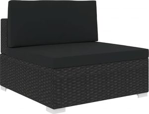 vidaXL środkowa sofa z poduszką, 1 sztuka, polirattan, czarna (46796) 1