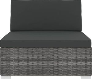 vidaXL środkowa sofa z poduszką, 1 sztuka, polirattan, szara (46795) 3