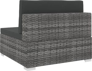 vidaXL środkowa sofa z poduszką, 1 sztuka, polirattan, szara (46795) 4