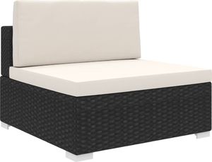 vidaXL środkowa sofa z poduszką, 1 sztuka, polirattan, czarna (46794) 1