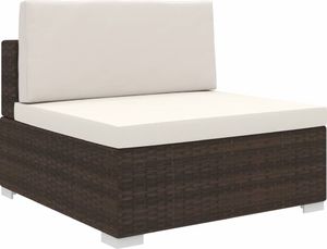 vidaXL środkowa sofa z poduszką, 1 sztuka, polirattan, brązowa (46793) 1