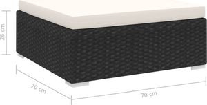 vidaXL podnóżek modułowy z poduszką, 1 sztuka, polirattan, czarny (46802) 5