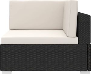 vidaXL siedzisko narożne z poduszką, 1 sztuka, polirattan, czarne (46798) 3