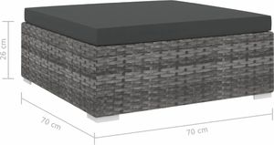 vidaXL podnóżek modułowy z poduszką, 1 sztuka, polirattan, szary (46803) 4