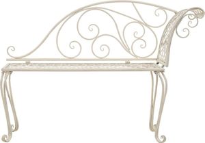 vidaXL szezlong ogrodowy, 128 cm, metalowy, antyczna biel (45431) 2