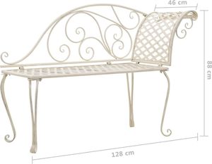vidaXL szezlong ogrodowy, 128 cm, metalowy, antyczna biel (45431) 6