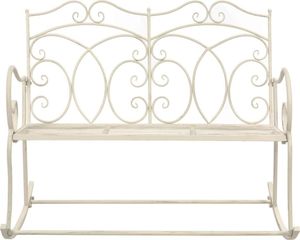 vidaXL ławka ogrodowa, 104 cm, żelazo, antyczna biel (45436) 2