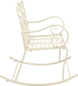 vidaXL ławka ogrodowa, 104 cm, żelazo, antyczna biel (45436) 3