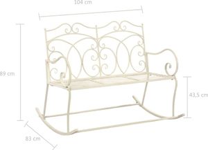 vidaXL ławka ogrodowa, 104 cm, żelazo, antyczna biel (45436) 6