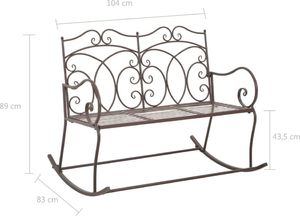vidaXL ławka ogrodowa, 104 cm, żelazo, antyczny brąz (45437) 6