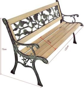 vidaXL ławka ogrodowa, 122 cm, drewniana (40261) 8