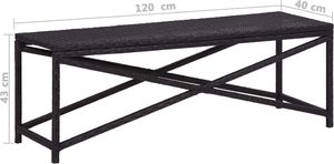 vidaXL ławka ogrodowa, 120 cm, polirattan, czarna (46210) 5