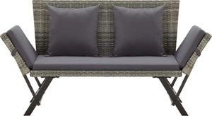 vidaXL ławka ogrodowa z poduszkami, 176 cm, szara, polirattan (46232) 2