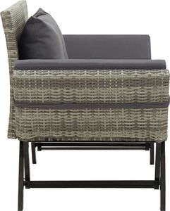 vidaXL ławka ogrodowa z poduszkami, 176 cm, szara, polirattan (46232) 3