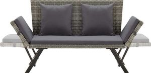 vidaXL ławka ogrodowa z poduszkami, 176 cm, szara, polirattan (46232) 5