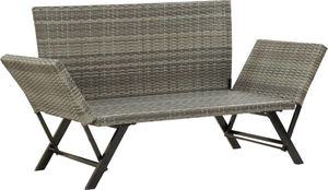 vidaXL ławka ogrodowa z poduszkami, 176 cm, szara, polirattan (46232) 6