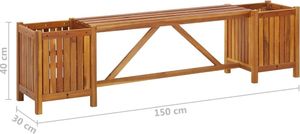 vidaXL Ławka ogrodowa z 2 donicami, 150x30x40 cm, lite drewno akacjowe 5