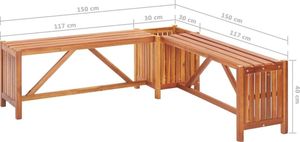 vidaXL ogrodowa ławka narożna z donicą, 150x150x40 cm, drewno akacjowe (46345) 7