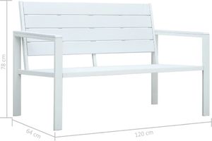 vidaXL ławka ogrodowa, 120 cm, biała, HDPE o wyglądzie drewna (47870) 6