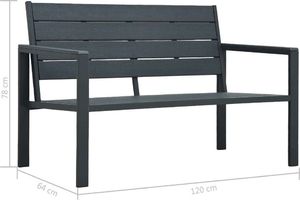 vidaXL ławka ogrodowa, 120 cm, szara, HDPE o wyglądzie drewna (47874) 6