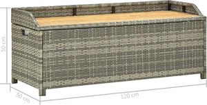 vidaXL ławka ogrodowa ze schowkiem, 120 cm, polirattan, szara (46481) 8