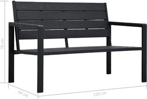 vidaXL ławka ogrodowa, 120 cm, czarna, HDPE o wyglądzie drewna (47878) 6