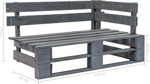 vidaXL ogrodowa ławka narożna z palet, drewno FSC, szara (44698) 5
