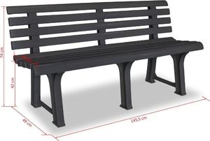 vidaXL ławka ogrodowa, 145,5 cm, plastik, antracytowa (43585) 6