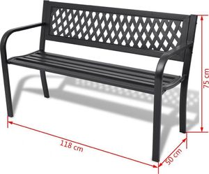 vidaXL ławka ogrodowa, 118 cm, stalowa, czarna (42169) 4