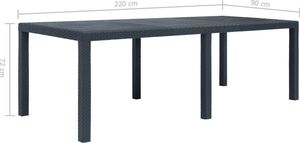vidaXL stół ogrodowy, 220x90x72 cm, plastikowy, antracytowy (45608) 5