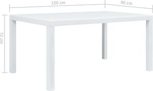 vidaXL stół ogrodowy, 150x90x72 cm, plastikowy, biały (45604) 5