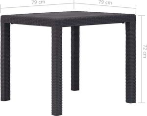 vidaXL stolik ogrodowy, 79x79x72 cm, plastik o wyglądzie rattanu, brąz (45603) 5