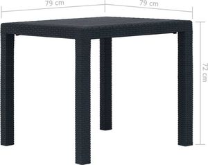 vidaXL stolik ogrodowy, 79x79x72 cm, plastik stylizowany na rattan (45602) 4