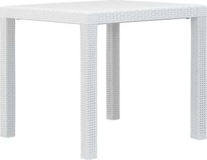 vidaXL stolik ogrodowy, 79x79x72cm, plastik o wyglądzie rattanu, biały (45601) 1