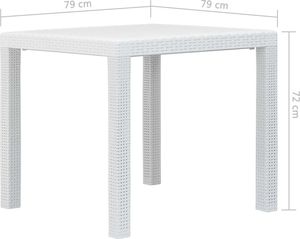 vidaXL stolik ogrodowy, 79x79x72cm, plastik o wyglądzie rattanu, biały (45601) 5