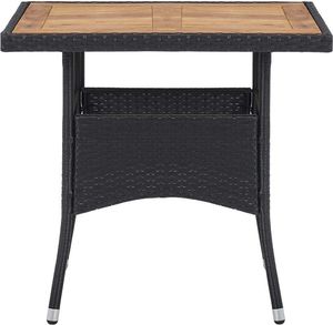 vidaXL Stół ogrodowy, czarny, polirattan i lite drewno akacjowe 2