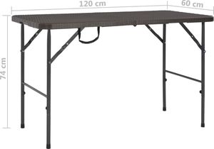 vidaXL składany stół ogrodowy, brązowy, 120x60x74 cm, HDPE (44553) 6